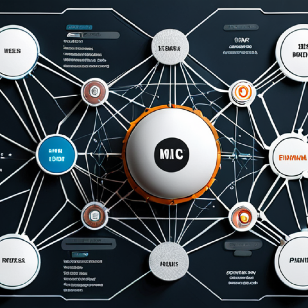 ** Modular web development graphic, showing interconnected micro frontends. Emphasis on teamwork and independent components.

**