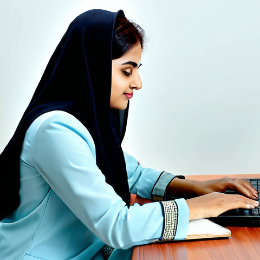 마이크로 프론트엔드에서의 코드 품질 관리 - Modern Professional**

"A Pakistani businesswoman in a tailored shalwar kameez, working on a laptop ...
