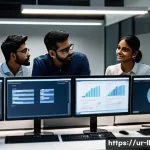 마이크로 프론트엔드와 워크플로우 자동화 - A modern office environment showcasing a diverse team of South Asian professionals collaboratively w...