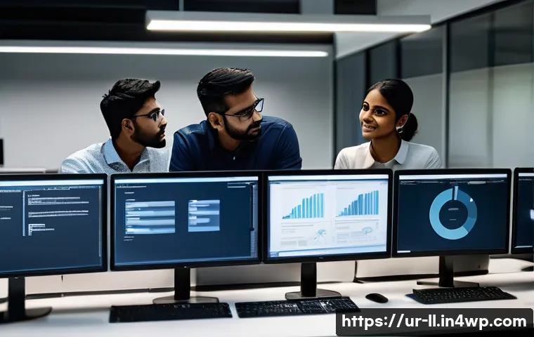 마이크로 프론트엔드와 워크플로우 자동화 - A modern office environment showcasing a diverse team of South Asian professionals collaboratively w...