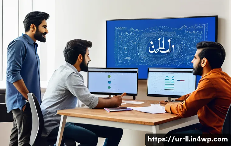 마이크로 프론트엔드의 기술 문서화 방법 - A collaborative tech team of diverse Urdu-speaking software developers working together in a modern ...